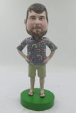 Casual Guy in Hawaiian Shirt and Flip Flops Bobblehead