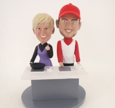 Couple Cooking Together Bobblehead