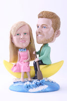 Couple Enjoying Time Together on a Banana Boat Bobblehead