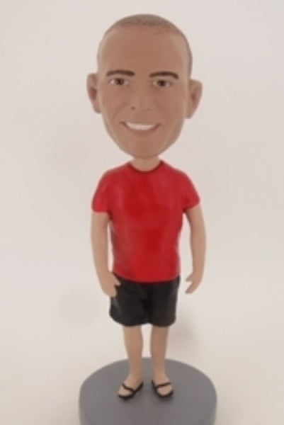 Casual Guy in Shorts and Flip Flops Bobblehead